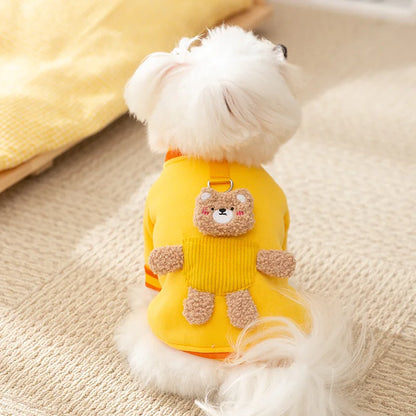 Dog Clothes 2025 Cute Bear Puppy Hoodies Autumn Winter Warm Coat Polo Shirts Cat Clothing Chihuhua Bichon Apparels Dog Pullover