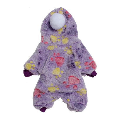 Pet Clothes Flannel Dog Costume Dog Cold Weather Coats Cat Apparel Soft Flannel Doggie Jumpsuit Clothes Pet Four Legged Pajamas
