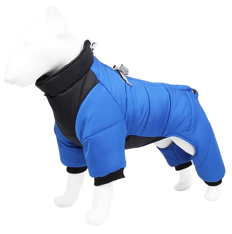 New dog four-legged clothes, warm winter clothes, windproof puppy pet cotton-padded clothes, thickened dog clothes