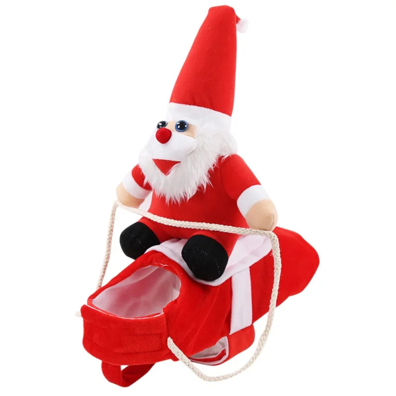 Pet Christmas Costume Riding Horse Santa Dogs Vest Coat Clothes Funny Christmas Halloween Party Dressing up Dogs Cats Outfit