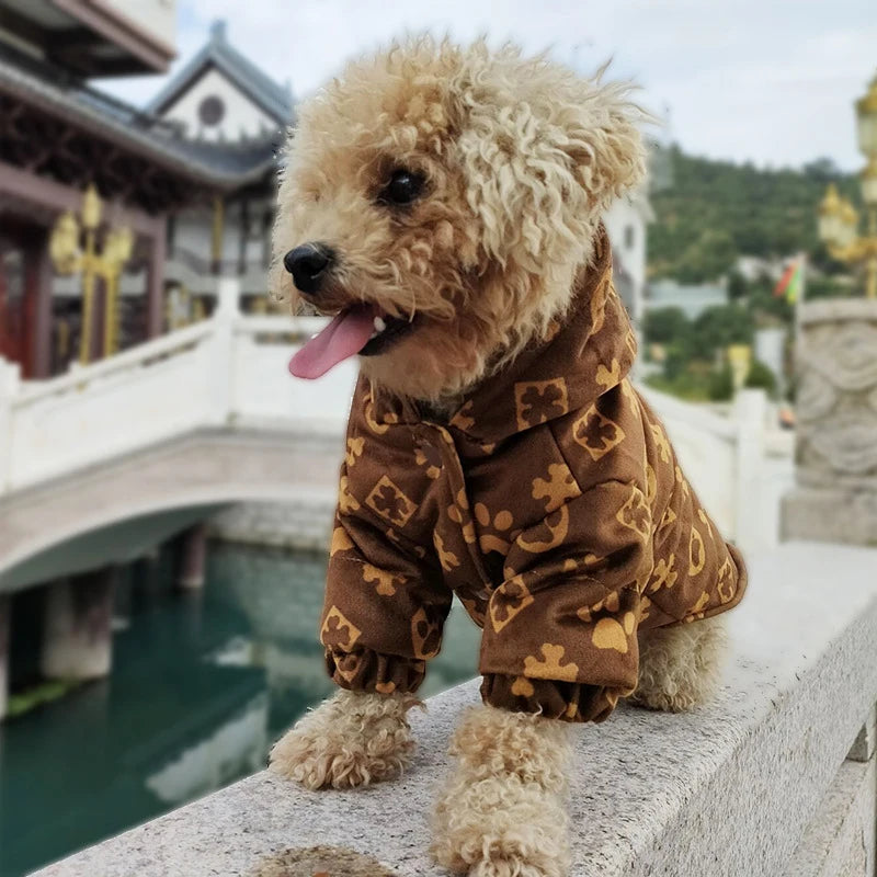 Winter Pet Clothes Warm Cotton Clothing For Puppies Small Medium Fat Dogs Coats Dog Paw Prints Double-Sided Wearable Pet Jackets
