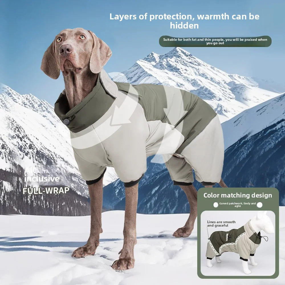 2025 New Winter style dog clothes outdoor large  four-legged clothes big windbreaker cold-proof warm fashion pet clothing