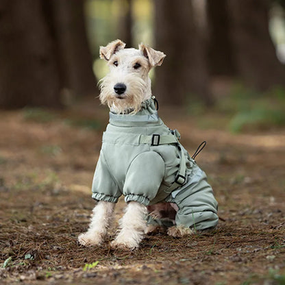 Dog Clothes Winter Warm Overalls Small Medium Dog Jumpsuit Cotton Jacket Thicken Padded Coat with Harness Adjustable Reflective