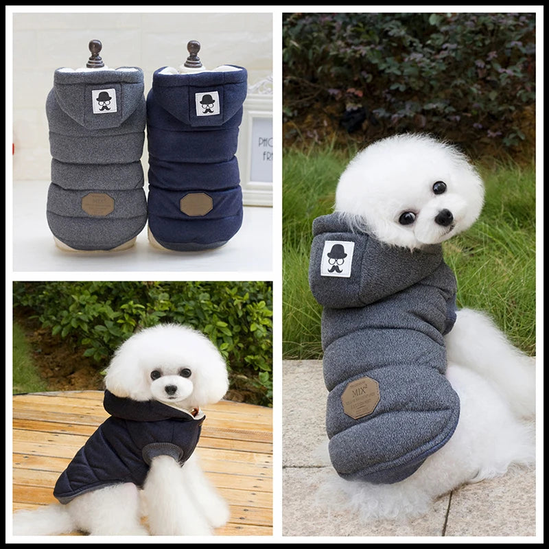 Dog Winter Warm Jacket for Small Dogs Clothes Puppy Fleece Two-legged Coat Pet Hoodie Chihuahua French Bulldog Yorkies Costumes