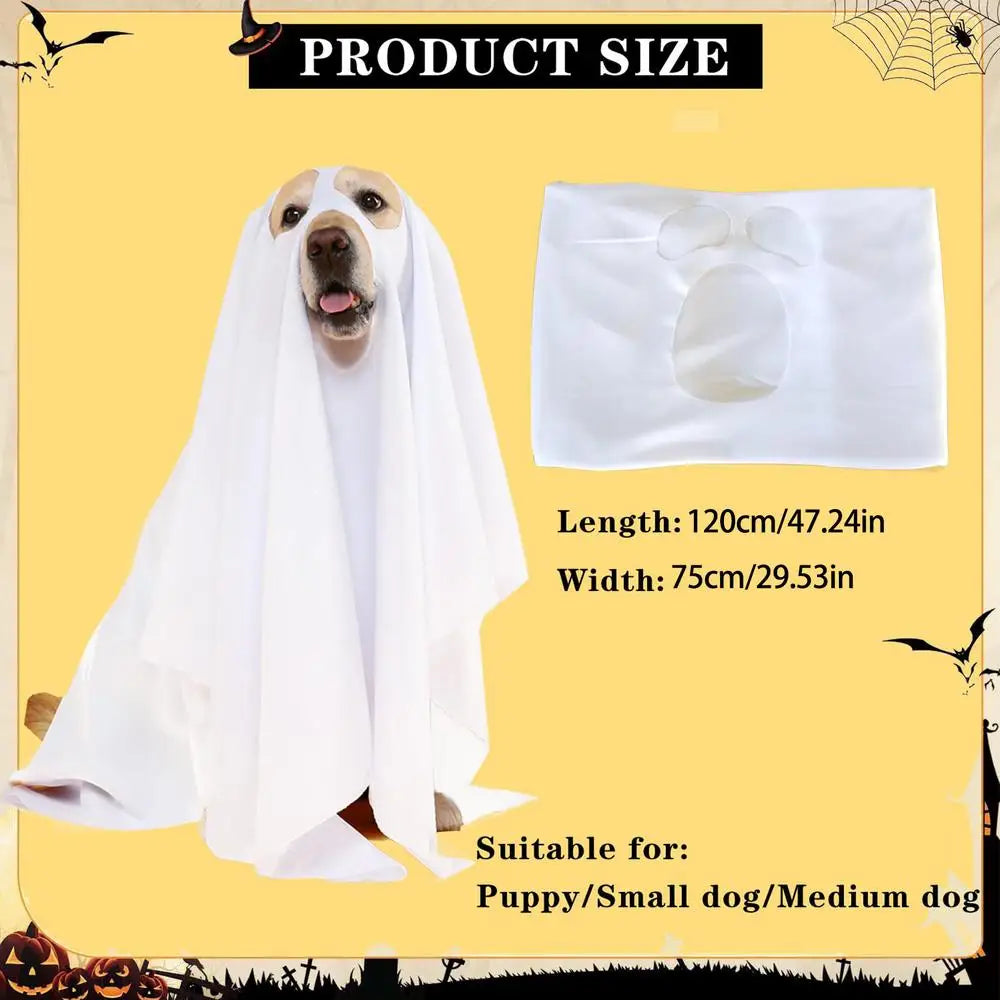 Halloween Ghost Dog Costume horror dog cosplay dress up ghost decoration pet supplies cape headgear pet transformation costume