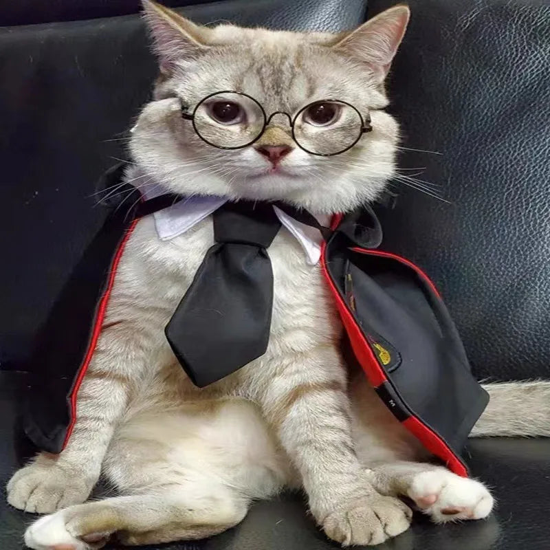 Cosplay Dogs Cloak Cape Magic Academy British Dogs Cloak Cos Embroidery Teddy Small Cat Pet Clothes Winter Fashion Pets Supplies