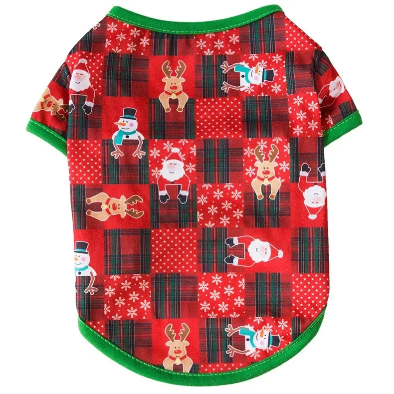 Pet Dog Christmas Shirt Clothes Xmas Vest Soft Shirts Holiday Small Dog Apparel Snowman Printed Puppy Costume for Cats or Dogs