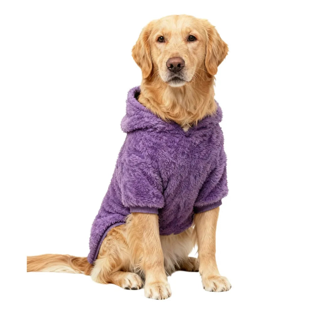 Winter Pet Dog Clothes Fleece Warm Hoodie For Medium Large Dogs Soft Dog Plush Outdoor Coat Labrador Golden Retriever Clothing