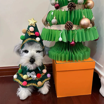 2025 Christmas Pet Clothes Christmas Tree Pet Cape Shawl Dog Transformed Into New Year Holiday Gifts New Puppy Cosplay Clothes