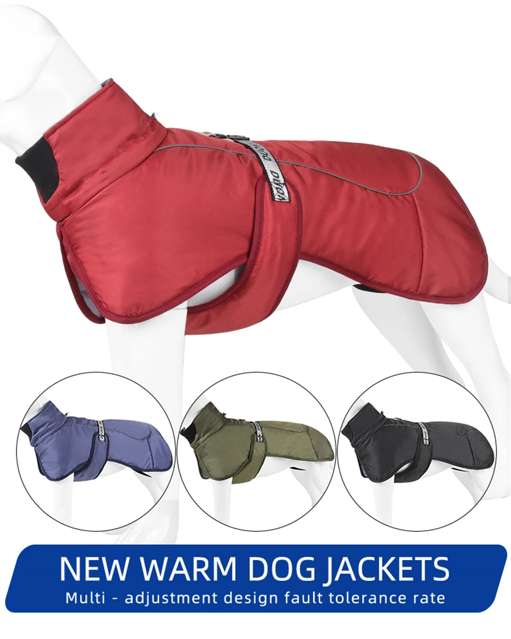 Winter Warm Dog Clothes For Medium Large Dogs Reflective Windproof Pet Thicken Down Jacket Labrador French Bulldog Coat Outfits