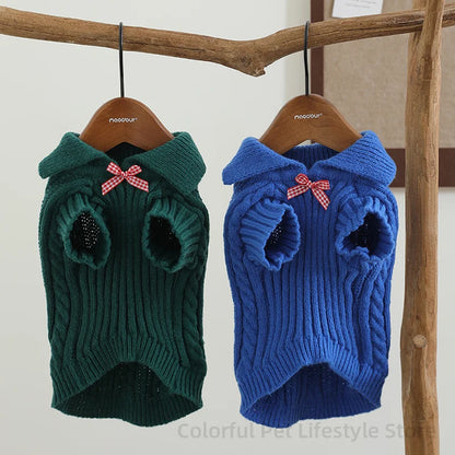 Luxury Pet Small Pet Dog Clothes Sweater Fashion Solid Fried Dough Twists Knitting Warm Comfort Clothing Sweater for Puppy