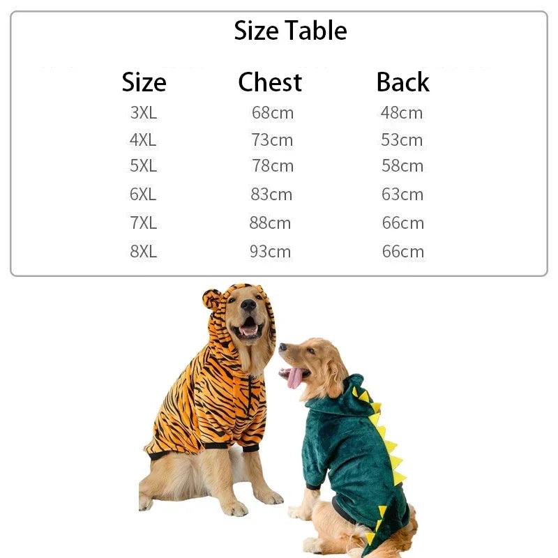 Dog Pajama Coat Pet Clothes for Medium Large Dogs Dog Hoody Winter Warm Fleece Golden Retriever Labrador Dogs Clothes Costume
