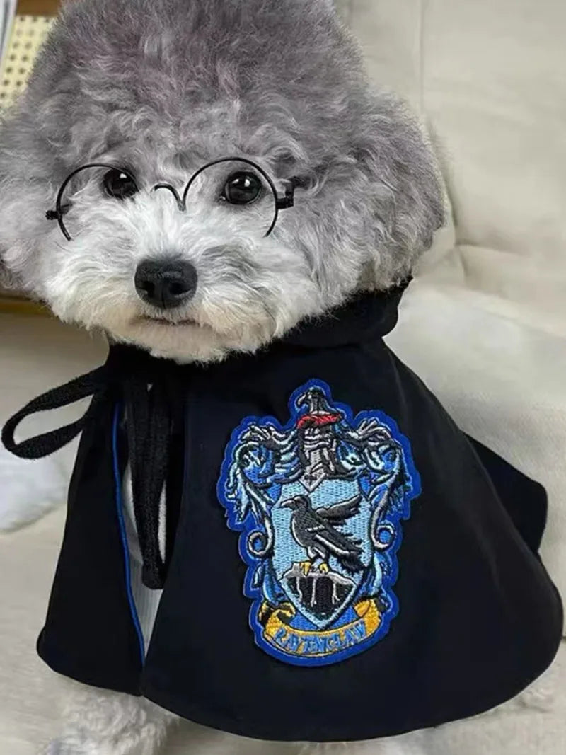 Cosplay Dogs Cloak Cape Magic Academy British Dogs Cloak Cos Embroidery Teddy Small Cat Pet Clothes Winter Fashion Pets Supplies