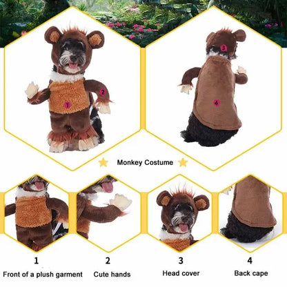Horror Halloween Pet Costume Dog Cat Funny Party Cosplay Outfit Creative Pet Jumpsuit Suit Holiday Puppy Dress Up With Headgear