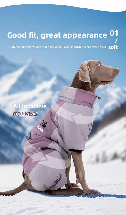 2025 New Winter style dog clothes outdoor large  four-legged clothes big windbreaker cold-proof warm fashion pet clothing