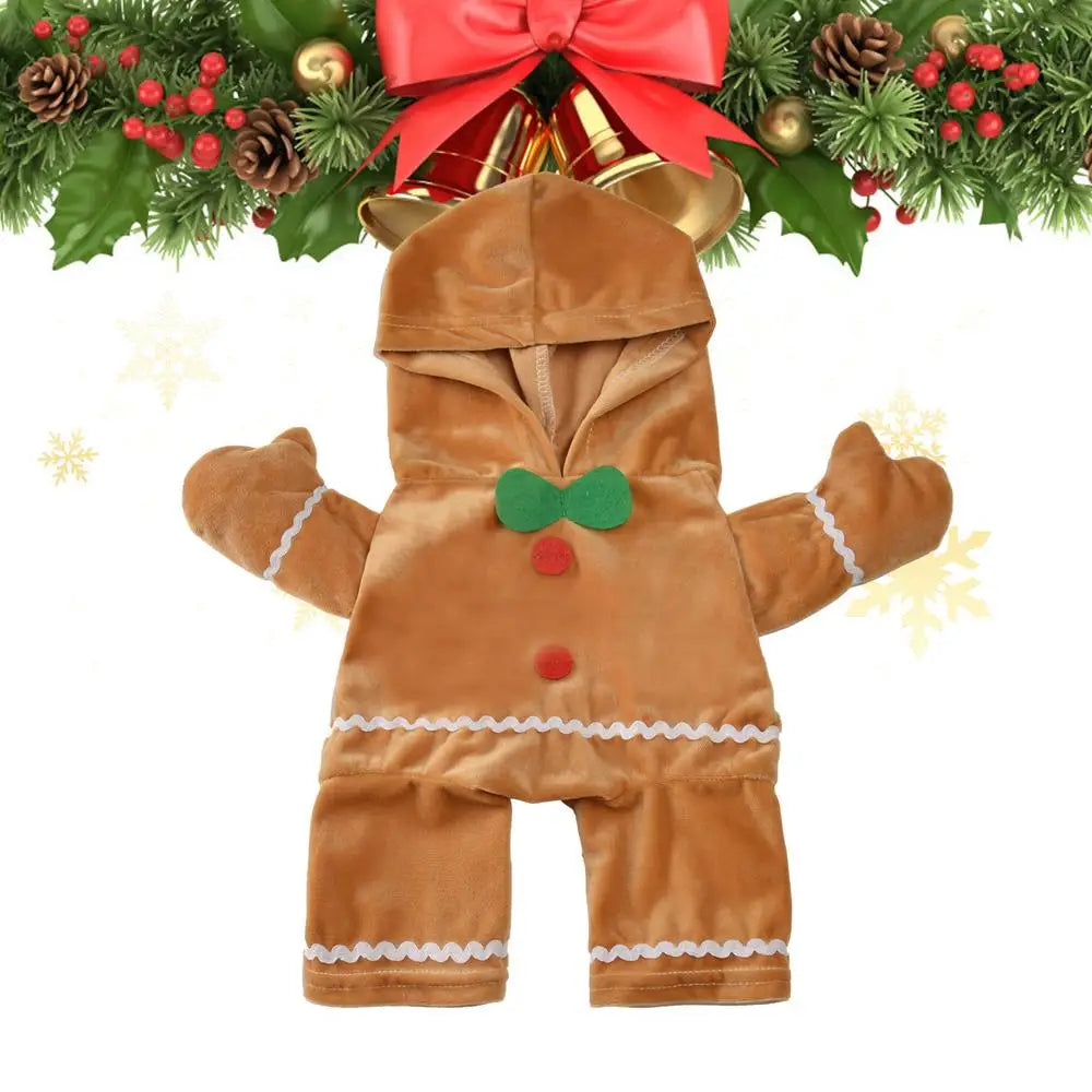 Pet Clothes Christmas Walking Gingerbread Man Pet Costume Cosplay  Warm Soft Hoodie  Dogs Puppy Pets Sweater for Autumn winter