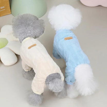 Dog Sweater Clothes Fleece Woolen Warm Sweat Shirt 4 Legs Jumpsuit Winter Pajamas Twist Print Sweater for Small Dog Medium Cat