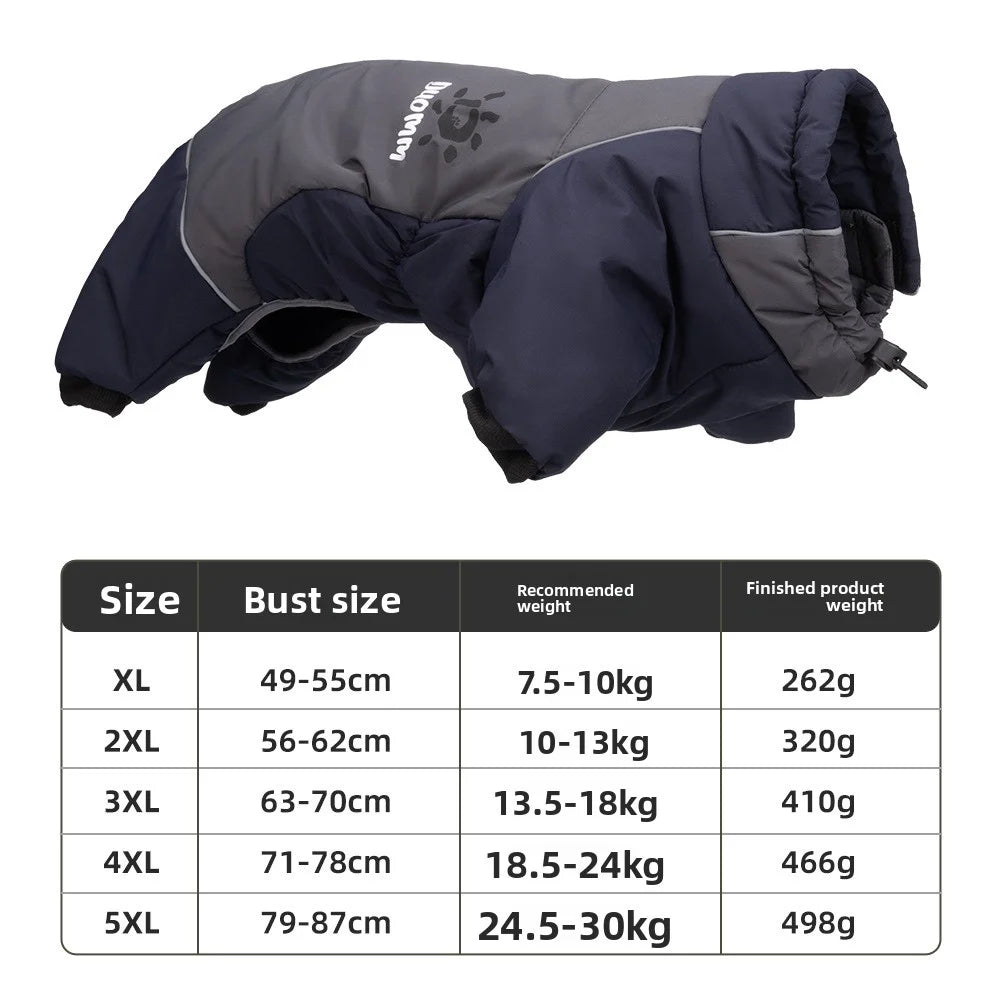 2025 New Winter style dog clothes outdoor large  four-legged clothes big windbreaker cold-proof warm fashion pet clothing