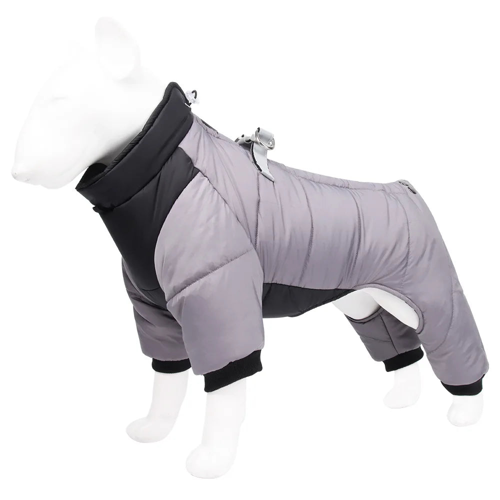 New dog four-legged clothes, warm winter clothes, windproof puppy pet cotton-padded clothes, thickened dog clothes