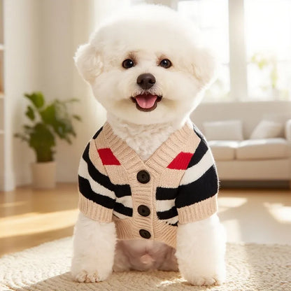 Dog Clothes Winter Fashion Dog Sweater Striped Dog Coat Chihuahua Bichon Frise Clothing Pet Costume Warm Sweaters Dog Cardigan