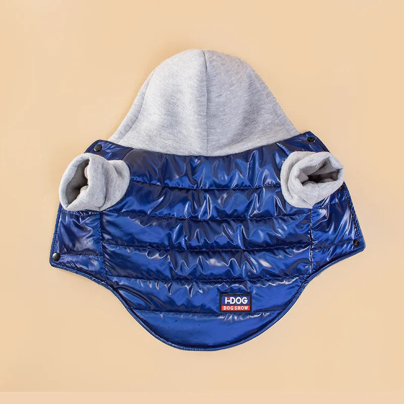 Pet cat and dog clothes, autumn and winter clothing, cold-proof and warm hooded two-legged hooded clothes, pet supplies