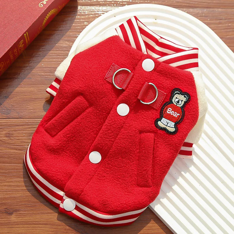 Dog clothing baseball jackets autumn/winter fleece jackets pet Teddy Shih Tzu French Bulldog Pug clothes accessories