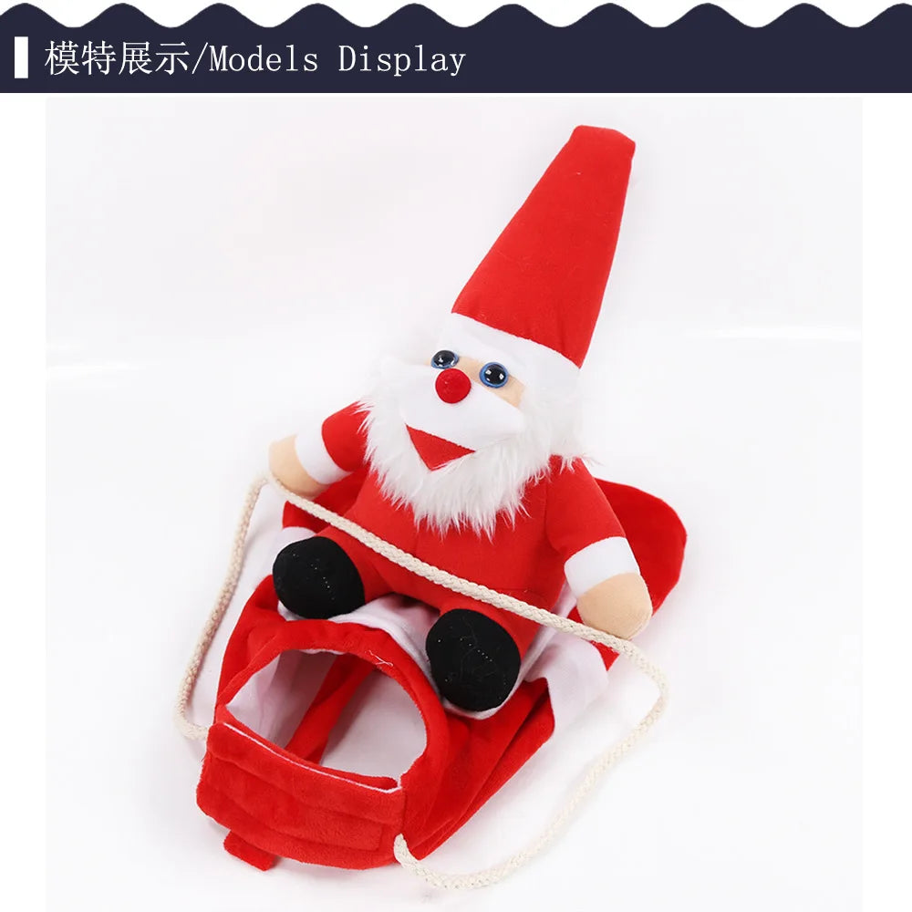 NONOR Dog Cat Christmas Costume Santa Claus Riding Pet Cosplay Clothes Christmas Party Design Spoof Clothes for Big Small Dog