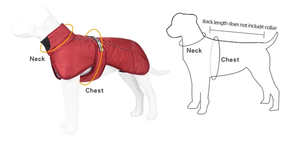 Winter Warm Dog Clothes For Medium Large Dogs Reflective Windproof Pet Thicken Down Jacket Labrador French Bulldog Coat Outfits