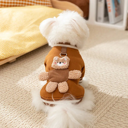 Dog Clothes 2025 Cute Bear Puppy Hoodies Autumn Winter Warm Coat Polo Shirts Cat Clothing Chihuhua Bichon Apparels Dog Pullover
