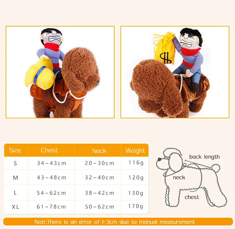 Dog fancy dress Horseback Riding Cosplay Costume Halloween Funny New Year's Dog Suit Soft Breathable Clothes Dogs Accessories