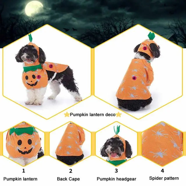 Horror Halloween Pet Costume Dog Cat Funny Party Cosplay Outfit Creative Pet Jumpsuit Suit Holiday Puppy Dress Up With Headgear
