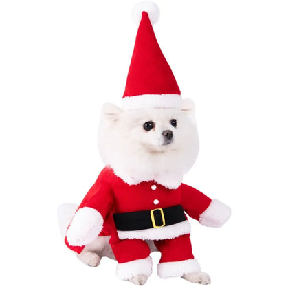 Comfortable Cute Santa Claus Dog Outfit Breathable Pet Dress Up Cats Christmas Clothes Soft Funny Dog Winter Clothes Autumn