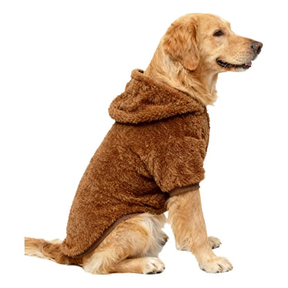 Winter Pet Dog Clothes Fleece Warm Hoodie For Medium Large Dogs Soft Dog Plush Outdoor Coat Labrador Golden Retriever Clothing