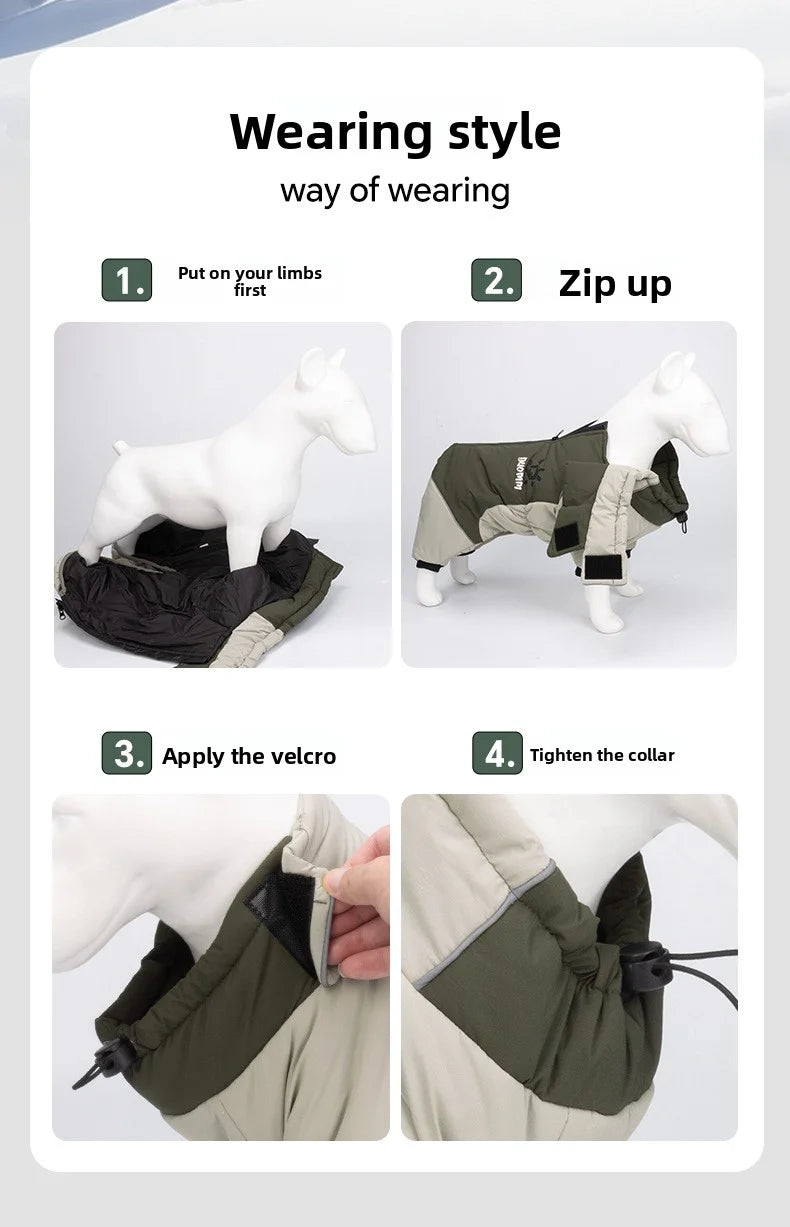 2025 New Winter style dog clothes outdoor large  four-legged clothes big windbreaker cold-proof warm fashion pet clothing