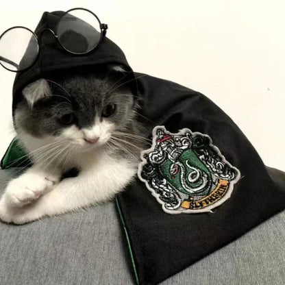 Cosplay Dogs Cloak Cape Magic Academy British Dogs Cloak Cos Embroidery Teddy Small Cat Pet Clothes Winter Fashion Pets Supplies
