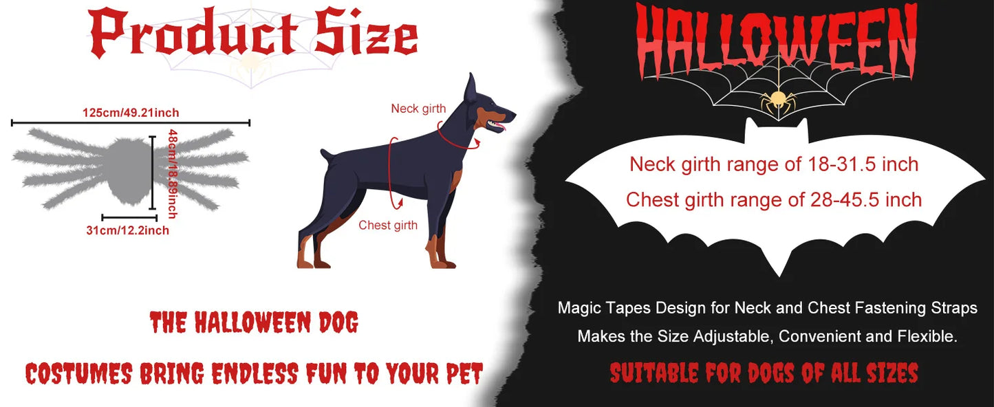 Dog Halloween Costume Large Breed,Dog Spider Costume with 64 LED,Funny Halloween Dogs Costumes for Halloween Party Cosplay (Red)