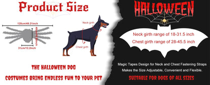 Dog Halloween Costume Large Breed,Dog Spider Costume with 64 LED,Funny Halloween Dogs Costumes for Halloween Party Cosplay (Red)