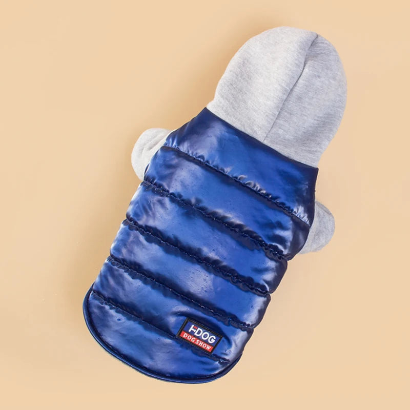 Pet cat and dog clothes, autumn and winter clothing, cold-proof and warm hooded two-legged hooded clothes, pet supplies