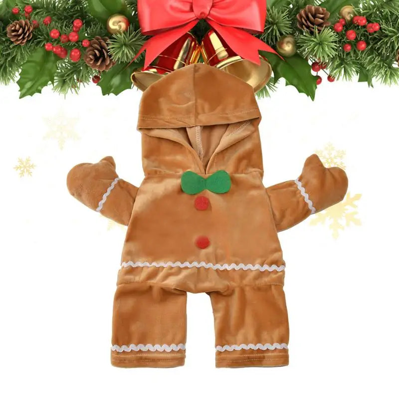 Pet Clothes Christmas Walking Gingerbread Man Pet Costume Cosplay  Warm Soft Hoodie  Dogs Puppy Pets Sweater for Autumn winter