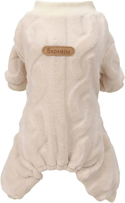 Dog Sweater Clothes Fleece Woolen Warm Sweat Shirt 4 Legs Jumpsuit Winter Pajamas Twist Print Sweater for Small Dog Medium Cat