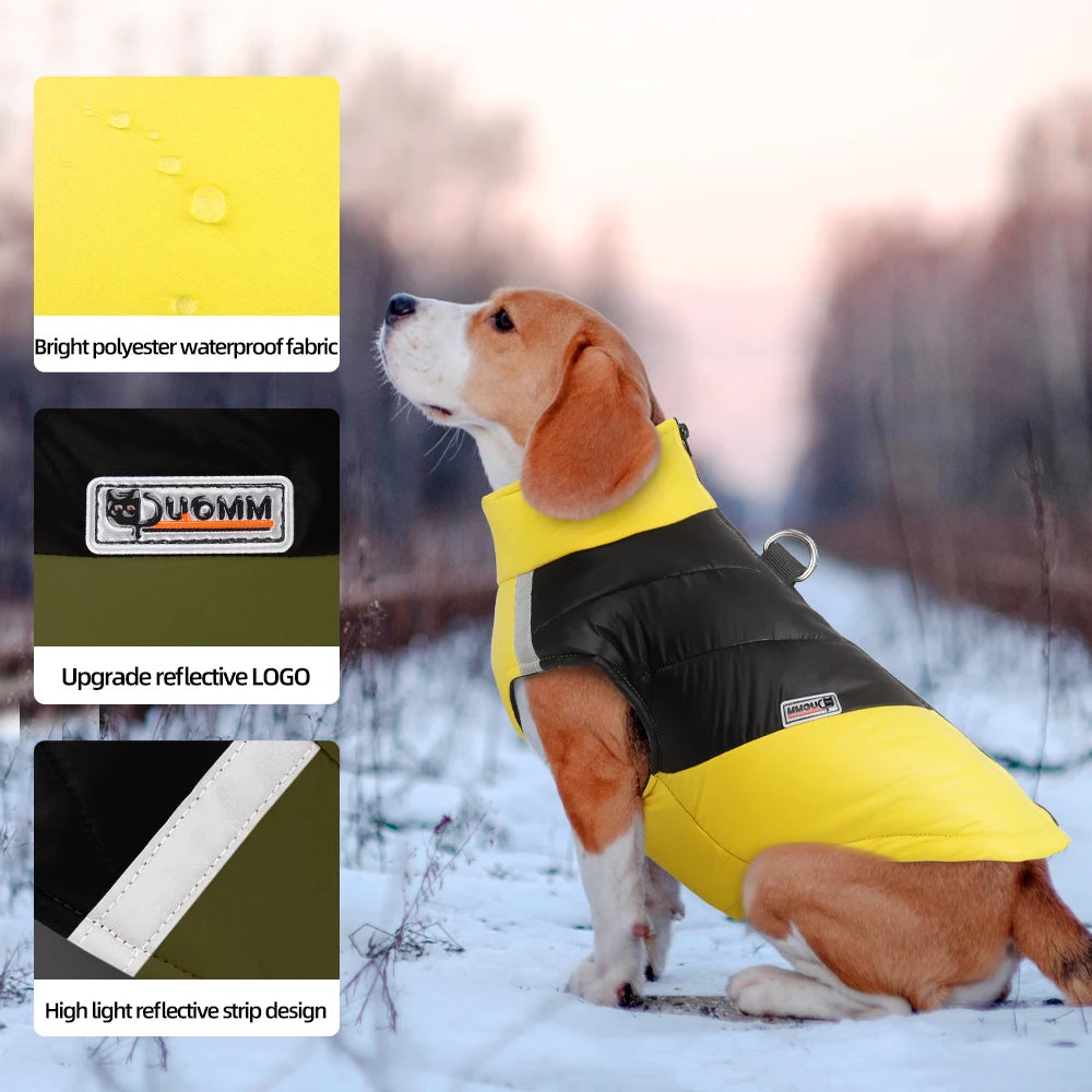 Winter Clothes for Dogs Warm Clothing Labrador Cotton Coat Harnesses Pet Products Clothes for Small Large Dog Reflective Stripe
