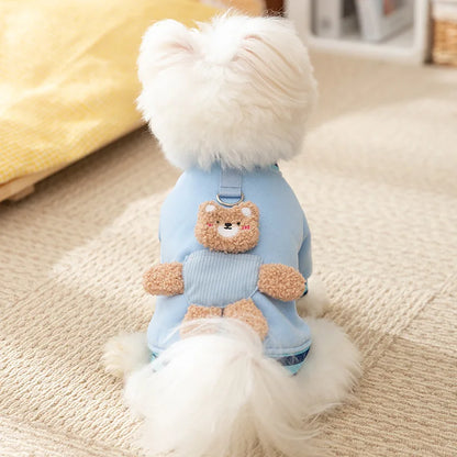 Dog Clothes 2025 Cute Bear Puppy Hoodies Autumn Winter Warm Coat Polo Shirts Cat Clothing Chihuhua Bichon Apparels Dog Pullover
