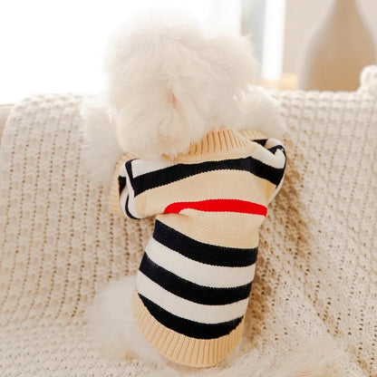 Dog Clothes Winter Fashion Dog Sweater Striped Dog Coat Chihuahua Bichon Frise Clothing Pet Costume Warm Sweaters Dog Cardigan