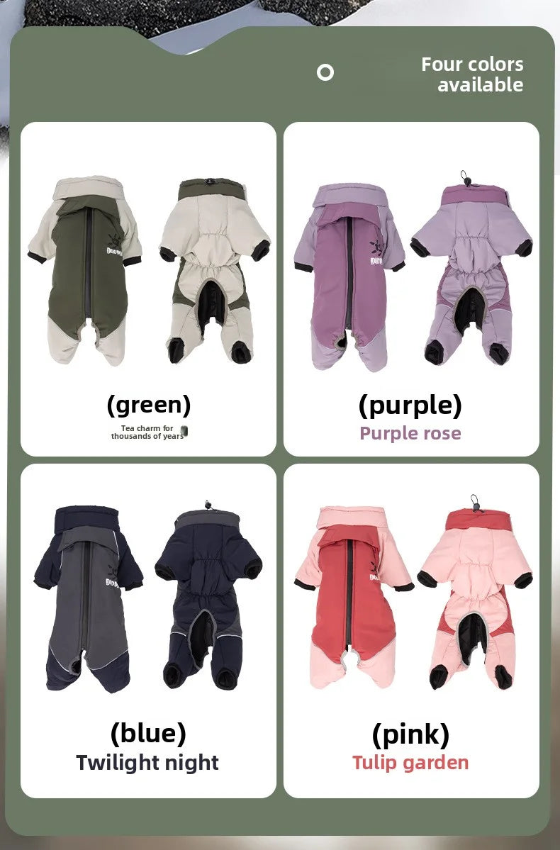 2025 New Winter style dog clothes outdoor large  four-legged clothes big windbreaker cold-proof warm fashion pet clothing