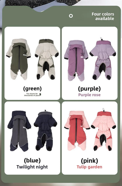 2025 New Winter style dog clothes outdoor large  four-legged clothes big windbreaker cold-proof warm fashion pet clothing