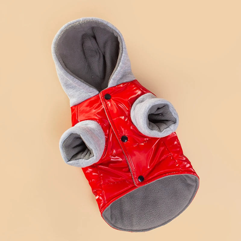 Pet cat and dog clothes, autumn and winter clothing, cold-proof and warm hooded two-legged hooded clothes, pet supplies