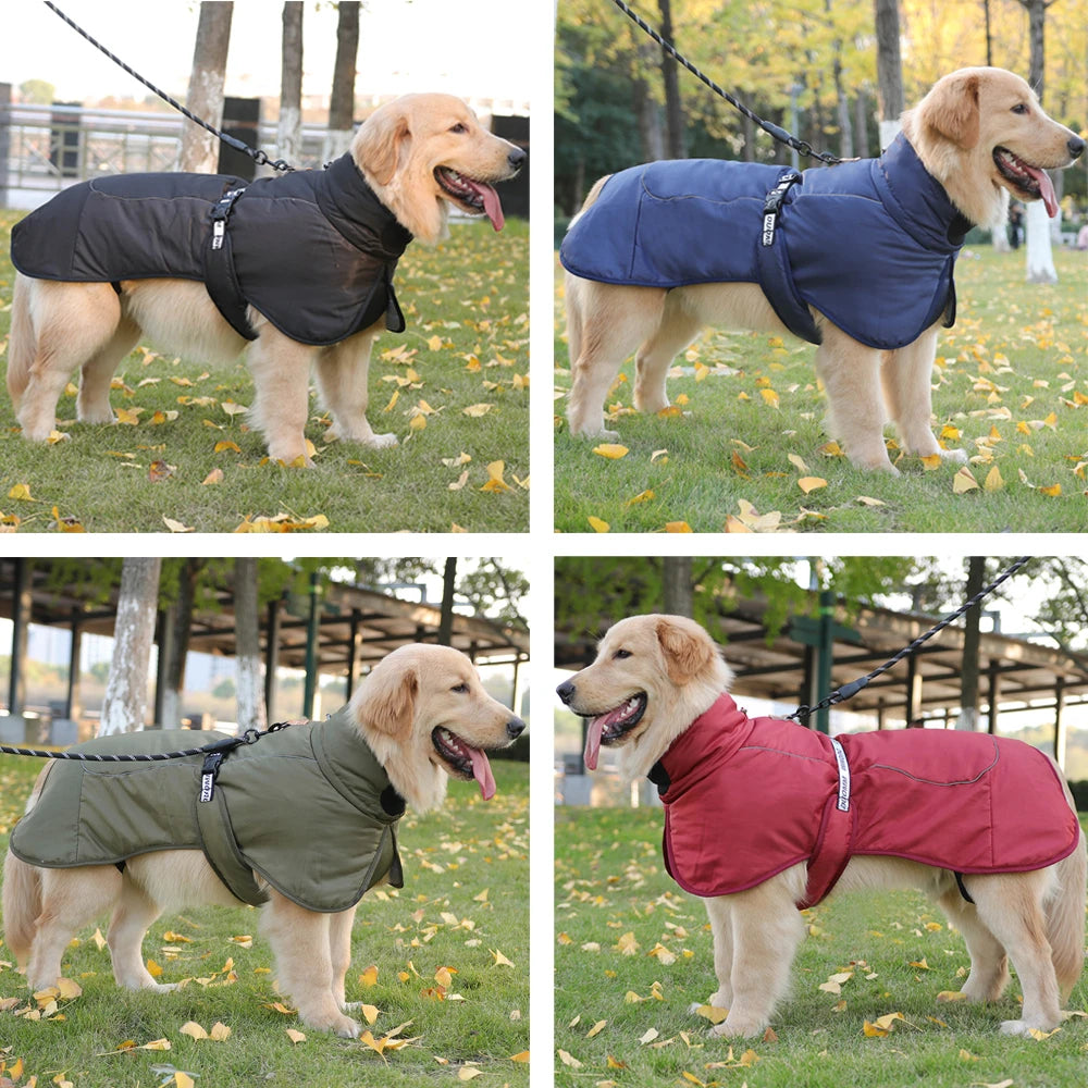 Winter Warm Dog Clothes For Medium Large Dogs Reflective Windproof Pet Thicken Down Jacket Labrador French Bulldog Coat Outfits