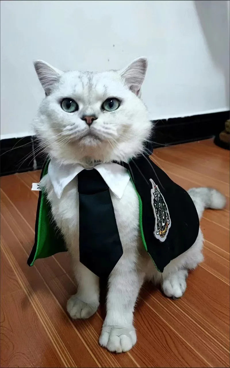 Cosplay Dogs Cloak Cape Magic Academy British Dogs Cloak Cos Embroidery Teddy Small Cat Pet Clothes Winter Fashion Pets Supplies