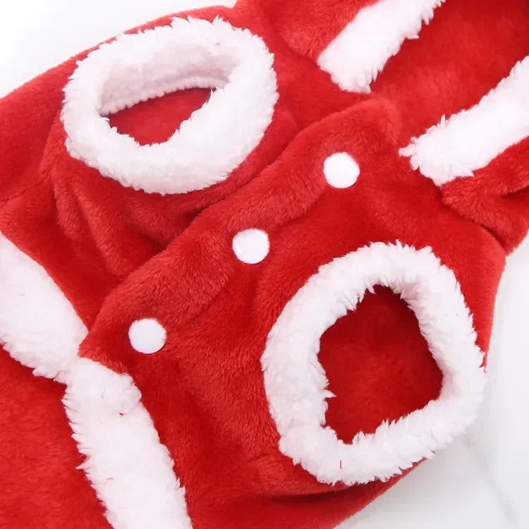 Christmas Pet Santa Costume Warm Flannel Hooded Jacket Winter Clothing For Small Dogs Cats Chihuahua Yorkshire Terrier Apparel