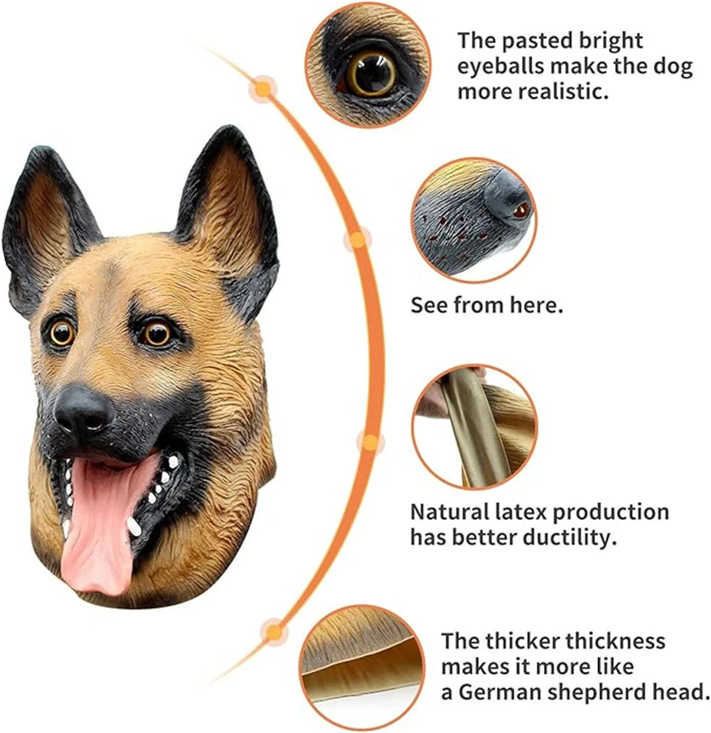 Dog Head Mask Halloween Party Dog Costume Masks Mask Super Bowl Underdog Costume Latex Animal Head Mask